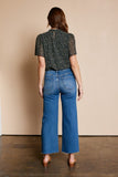 Raw hem wide leg jeans, medium blue wash (back)