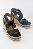 Wedge strappy sandals (black and navy)