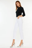 White high rise cropped straight leg jeans
