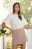 Floral puff sleeve lace blouse (ivory) 
