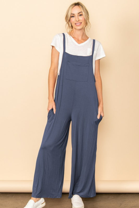 Blue-gray overall jumpsuit