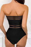 Black mesh one-piece swimsuit (back)