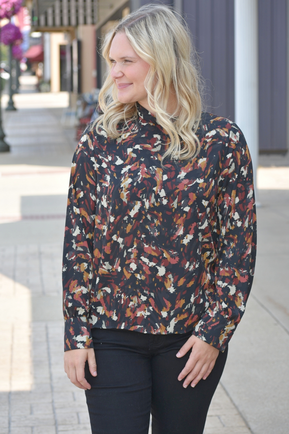 Eden Mock Neck Print Top