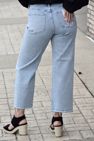 The Raw Edge Crop: Mid-Rise Slim Wide-Leg Jean