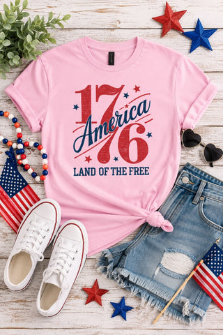 1776 Land of the Free Patriotic Graphic Tee | Ultra-Soft Gildan Cotton