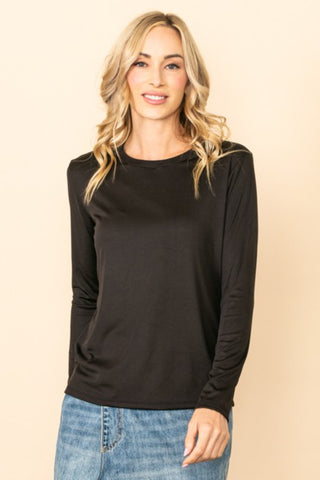 Ribbed Round Neck Long Sleeve Basic Top