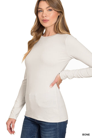 Buttery Soft Microfiber Long Sleeve Round Neck Tee