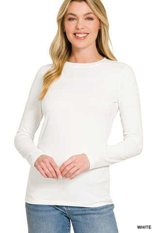 Buttery Soft Microfiber Long Sleeve Round Neck Tee