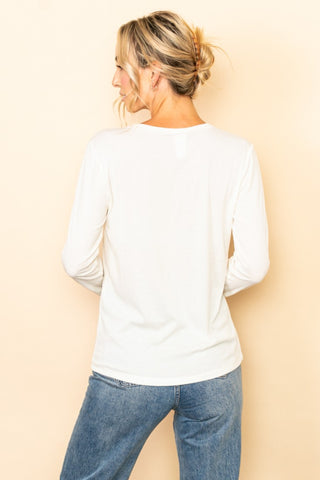 Ribbed Round Neck Long Sleeve Basic Top