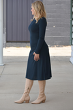 Navy A-line midi dress 