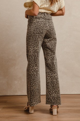 Wild Side Leopard Print High-Rise Flare Jeans