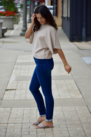 Luxe Cloud-Soft Front Seam Short Sleeve Pullover Sweater