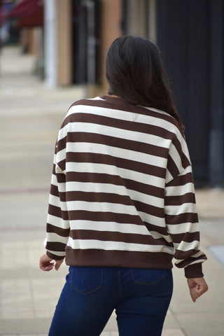Hazel & Cream Relaxed Striped Crewneck Top