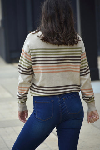 Ultra-Soft Multi-Stripe Boat Neck Knit Sweater