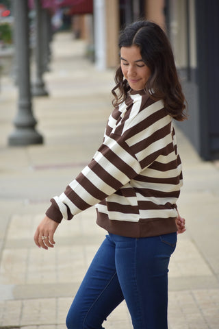 Hazel & Cream Relaxed Striped Crewneck Top
