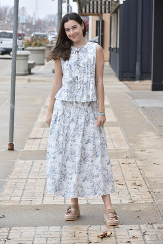 Melissa Floral Pleated Midi Skirt