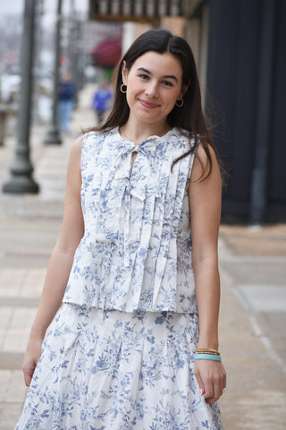 Allison Pleated Front Tie Blouse