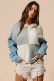 Rhodes Terry Denim Sleeve Pullover