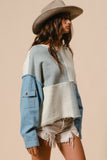 Rhodes Terry Denim Sleeve Pullover