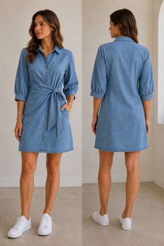 Avery Button-Down Denim Wrap Mini Dress