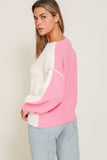 Ivory/pink two tone cross-stitch sweater