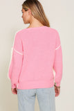 Ivory/pink two tone cross-stitch sweater