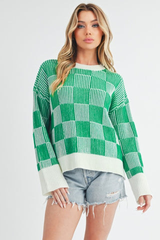 Blakely Checked Pullover Sweater - urbanity online and boutique