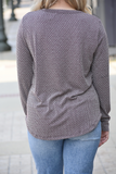 Plum chevron crew neck long-sleeve women’s top 