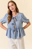 Cali Bow Tie Peplum Shirt