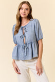 Cali Bow Tie Peplum Shirt