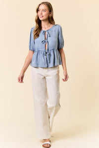 Cali Bow Tie Peplum Shirt