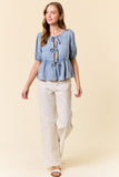 Cali Bow Tie Peplum Shirt
