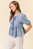 Cali Bow Tie Peplum Shirt