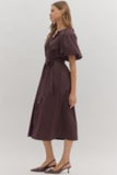 Cassia Solid Midi Dress