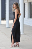Checked Cowl Neck Silky Dress