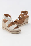 Wedge strappy sandals (bone and tan) 