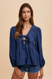 Cora Denim Peplum Top - urbanity online and boutique