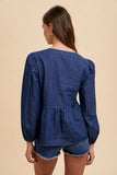 Cora Denim Peplum Top - urbanity online and boutique