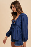 Cora Denim Peplum Top - urbanity online and boutique
