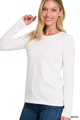 Cotton Crew Neck Long Sleeve Top