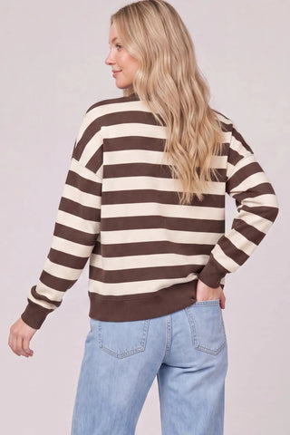 Hazel & Cream Relaxed Striped Crewneck Top