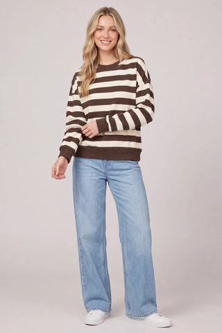 Hazel & Cream Relaxed Striped Crewneck Top