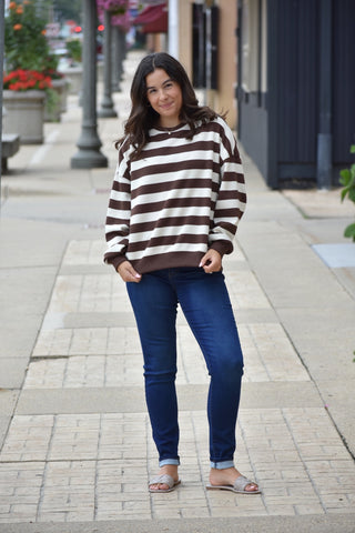 Hazel & Cream Relaxed Striped Crewneck Top
