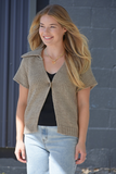 Mocha short sleeve sweater cardigan
