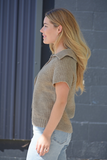 Mocha short sleeve sweater cardigan