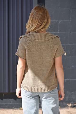 Mocha short sleeve sweater cardigan