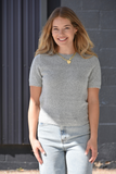 Gray short sleeve sweater