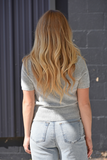 Gray short sleeve sweater