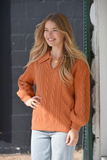 Caramel cable knit sweater