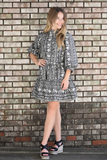 Black floral print mini dress